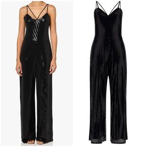 GUESS Sleeveless Fiarra Disco Jumpsuit Black Sequin Look Size XS